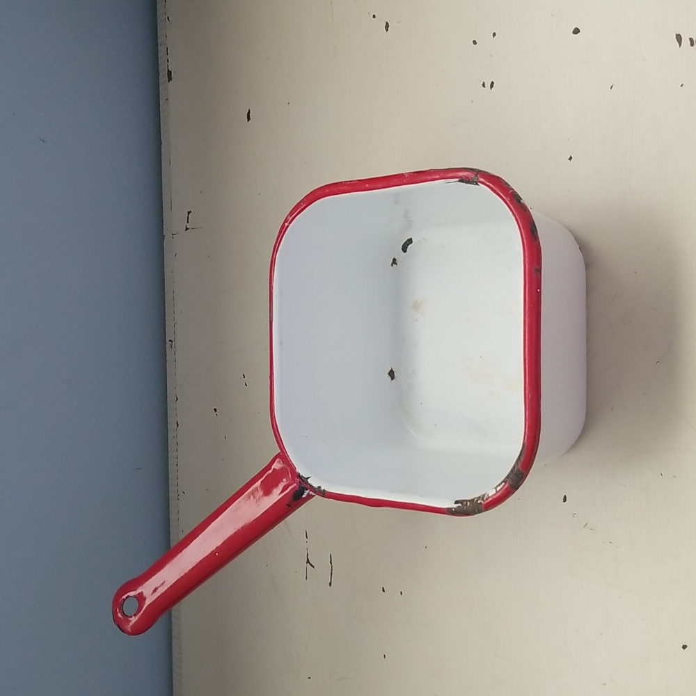 Vintage Square Enamel Pot